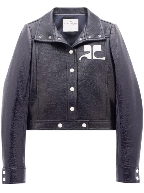 Courrèges vinyl logo-patch jacket Blue PERCBL005VY0003
