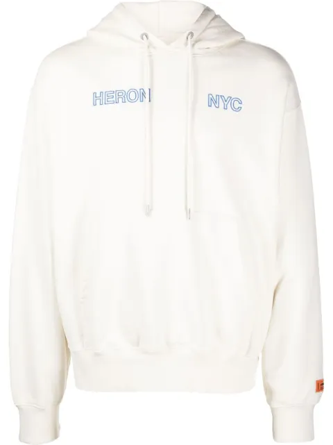 Heron Preston Off Road logo-embroidered hoodie White HMBB024F22JER0010140