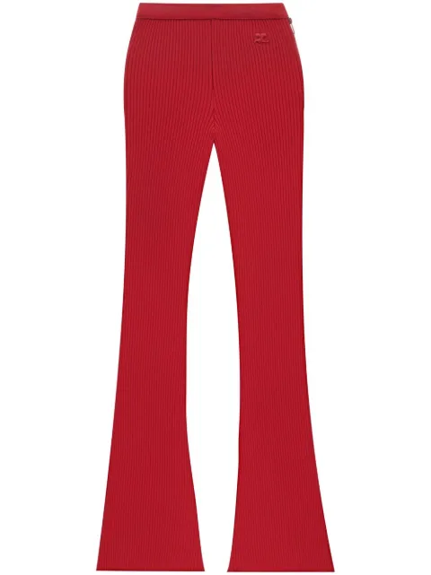 Courrèges Reediton ribbed flared trousers Red PERMPA017FI0001
