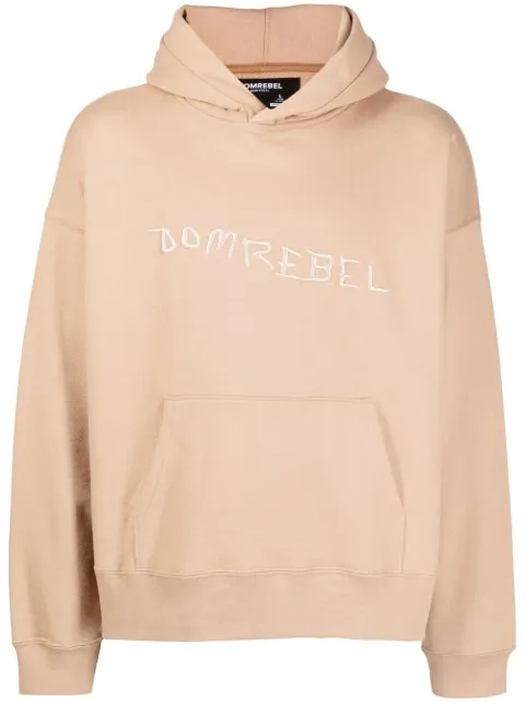 DOMREBEL Caveman embroidered cotton hoodie Brown CAVEMANEMBPLVR