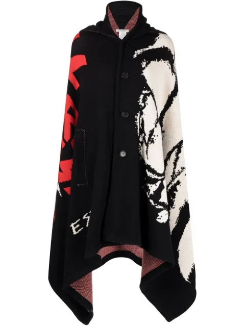 Philosophy Di Lorenzo Serafini intarsia-knit hooded cape Black A06837102