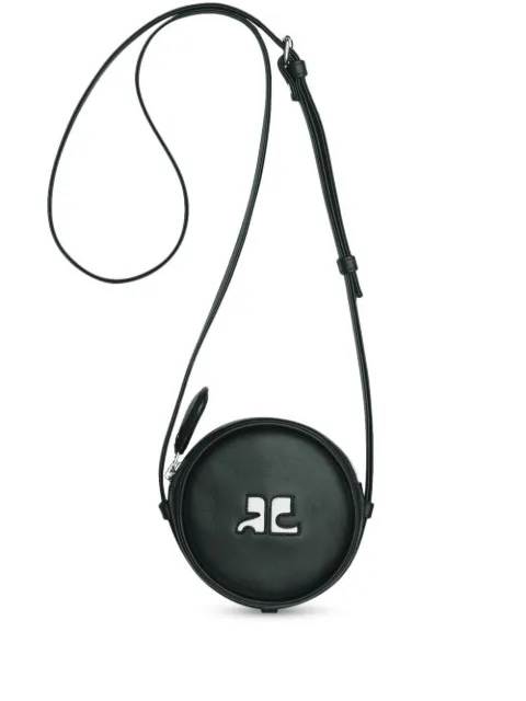 Courrèges logo-patch circle leather bag Black PERGSA050CR0010