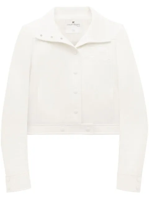 Courrèges chest logo-patch shirt jacket White PERCBL005VY0003