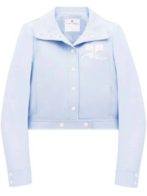 Courrèges chest logo-patch shirt jacket Blue PERCBL005VY0003