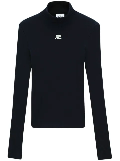 Courrèges ribbed-knit high-neck sweater Black PERMPU022FI0001