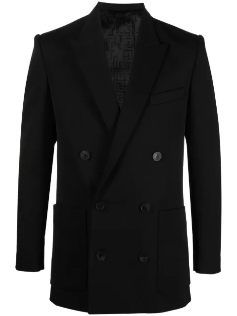 Balmain double-breasted wool blazer Black YH1SG030WB08