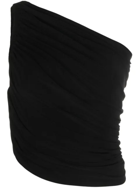 Norma Kamali Diana ruched one-shoulder top Black KK220YPL285001