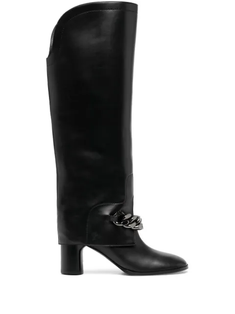 Casadei Varenne 100mm chain-link trim boots Black 1S250Z060GC1508