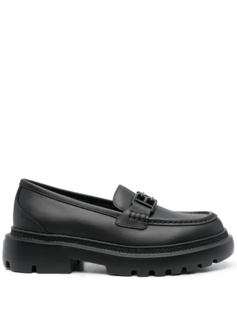 Bally matte logo-plaque detail loafers Black WF000JVT049