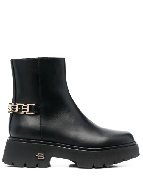 Baldinini logo chain-embellished ankle boots Black D3A213MOOW