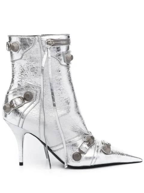 Balenciaga Cagole 90mm metallic ankle boots Silver 694379WBDK3