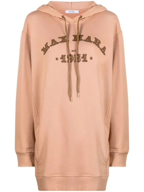 Max Mara logo-print long hoodie Pink 19260129600