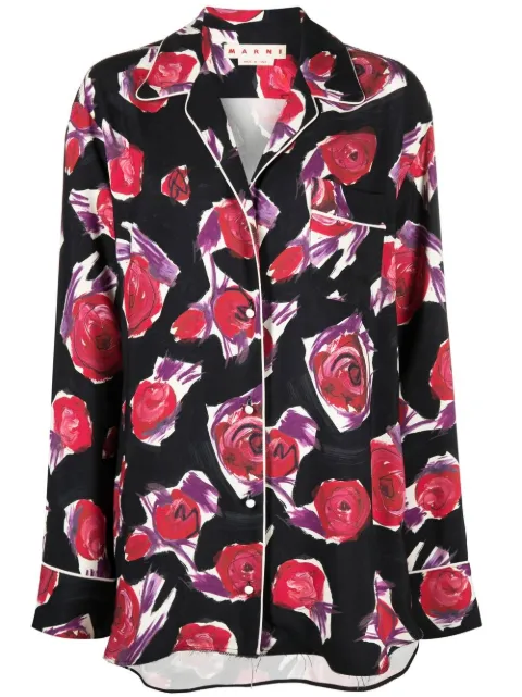 Marni spinning roses print shirt Black CAMA0492I2UTV908