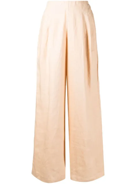 Faithfull wide-leg pleat-detail trousers Brown FF2222SND