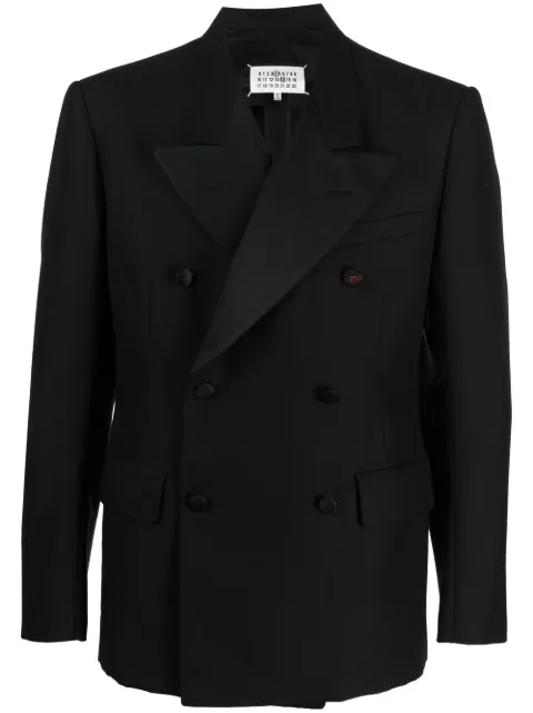 Maison Margiela double-breasted mohair blazer Black SI1BN0003S49892