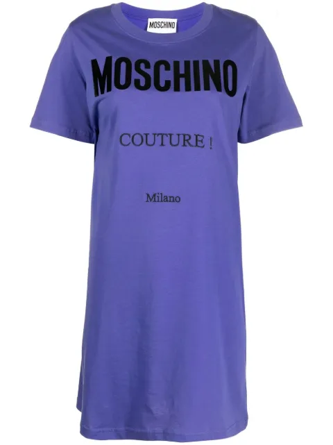 Moschino logo-print T-shirt dress Purple A04565541