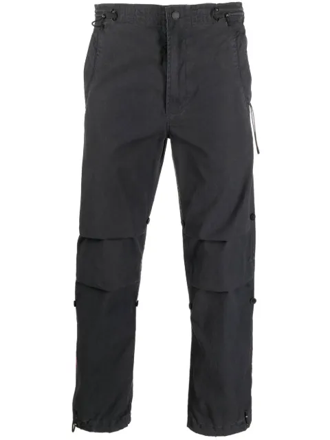 Maharishi floral-print slim-fit trousers Black 3687