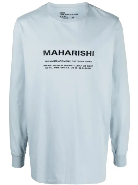 Maharishi logo-print long-sleeve T-shirt Blue 9754