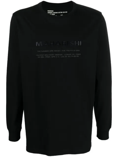 Maharishi logo-print long-sleeve T-shirt Black 9754