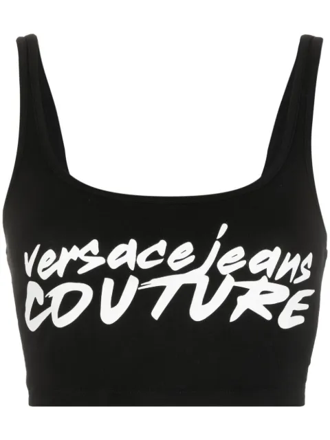 Versace Jeans Couture logo-print crop top Black 73HAMT15CJ03O