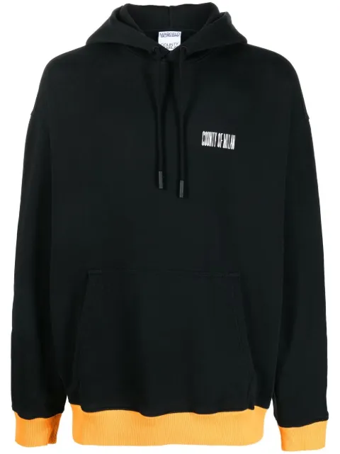 COUNTY OF MILAN logo-print cotton hoodie Black CMBB106F22FLE0041016