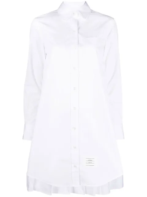 Thom Browne pleat-detail cotton shirtdress White FDSD95A03113
