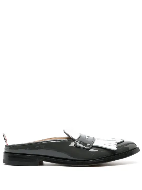 Thom Browne fringe-detail patent-leather mule loafers Black FFF135A00216