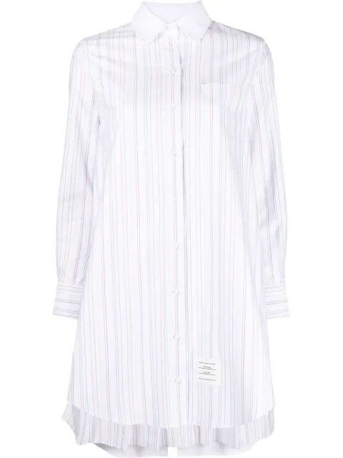 Thom Browne striped pleat-detail shirtdress White FDSD95CF0272