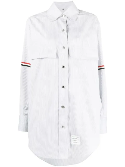 Thom Browne RWB stripe longline shirt Grey FDSE09O06272