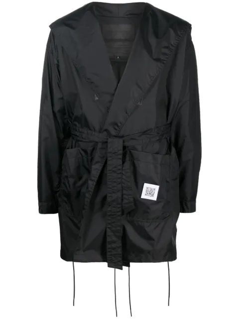 Fumito Ganryu reflective panel hooded raincoat Black FU7CO01