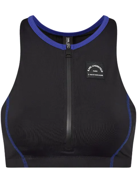 Karl Lagerfeld Sporty Logo zipper swim top Black 230W2217999