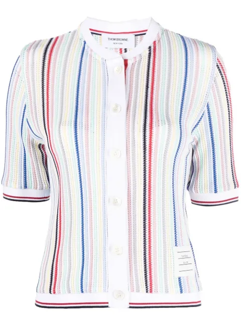 Thom Browne striped short-sleeve cardigan White FJT263AJ0069