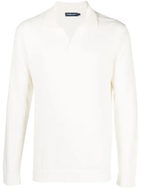 Frescobol Carioca knitted long-sleeve polo shirt Neutrals 2016