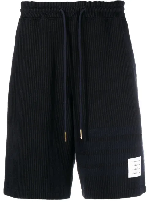 Thom Browne 4-Bar stripe seersucker track shorts Blue MJQ166AJ0063