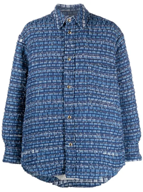 Thom Browne denim-tweed shirt jacket Blue MJO165AF0294