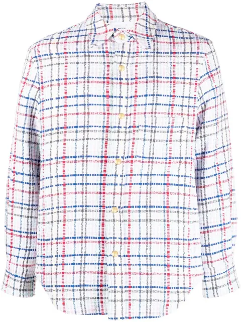 Thom Browne gingham check tweed overshirt White MJO055AF0259