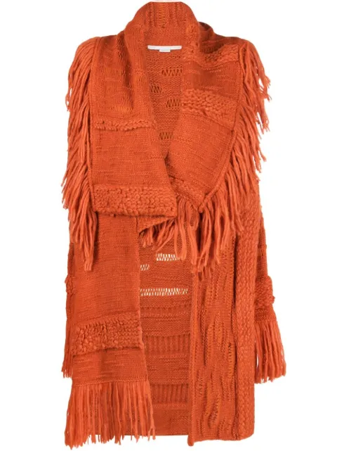 Stella McCartney asymmetric fringed cardi-coat Orange 6K01453S23327510