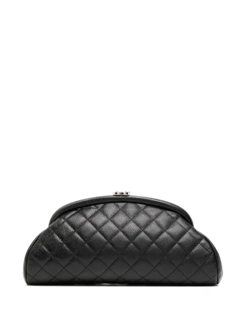 CHANEL Pre-Owned 2007 CC diamond-quilted clutch bag Black 11732724