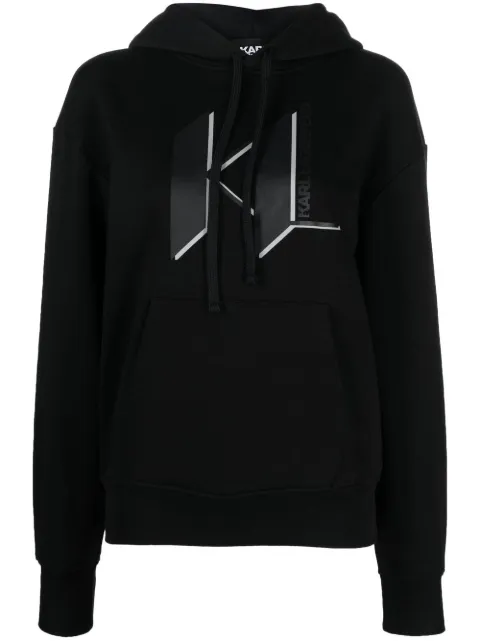 Karl Lagerfeld logo print pullover hoodie Black 225W2183999