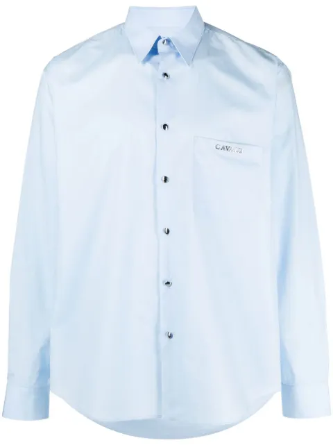 Roberto Cavalli logo-plaque cotton shirt Blue QRT710CH061