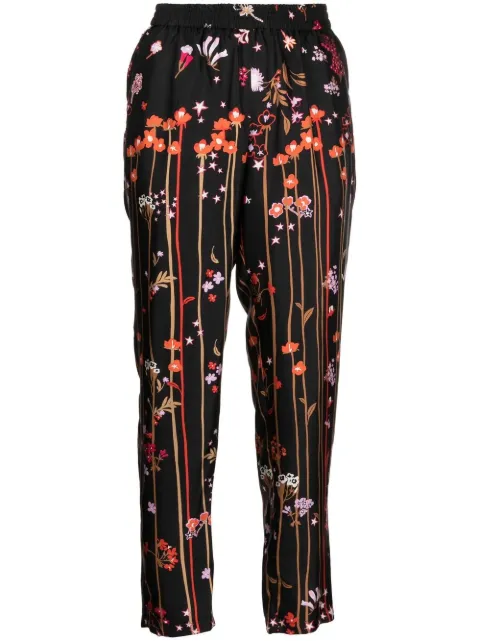 RED Valentino star-print silk trousers Black RRBA696N5