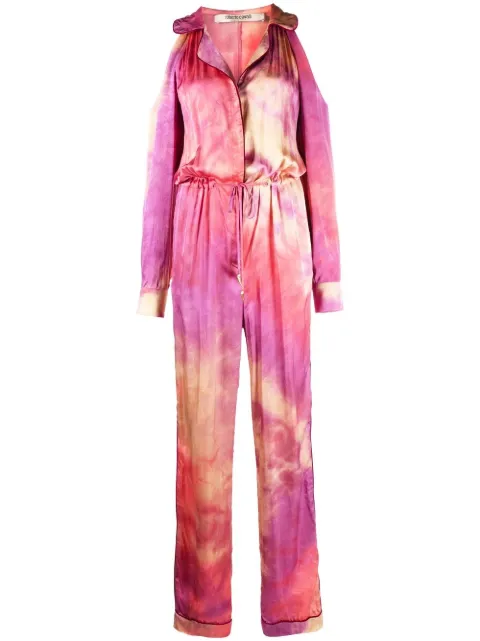 Roberto Cavalli tie-dye drawstring jumpsuit Pink QKT107RK007