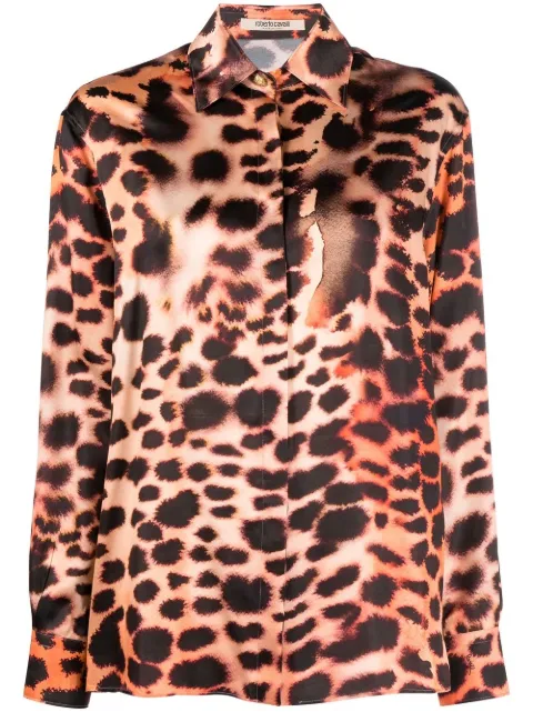 Roberto Cavalli silk leopard print blouse Neutrals QKT704SZF49