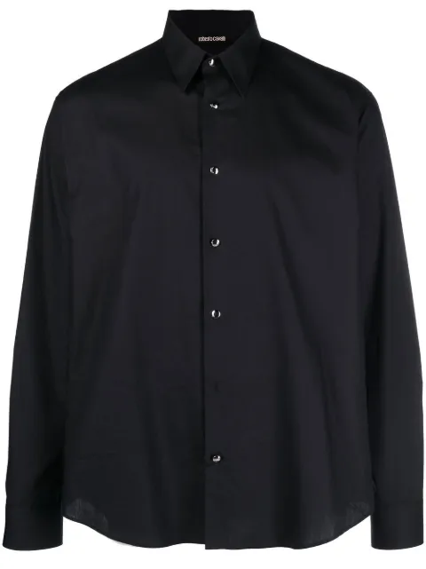 Roberto Cavalli logo print cotton shirt Black QRT705CH061