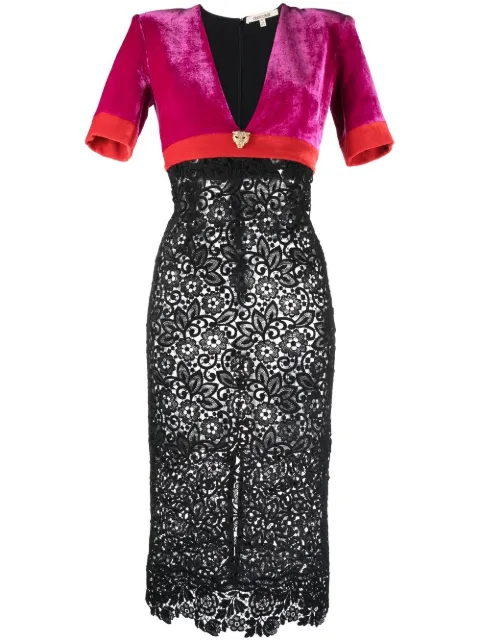 Roberto Cavalli short-sleeved panelled midi dress Pink QKT117VL067