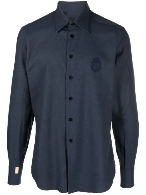 Billionaire embroidered-logo button-up shirt Blue OABCMRP1815BTE004N