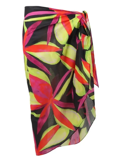 Louisa Ballou floral-pattern midi skirt Black SARONG