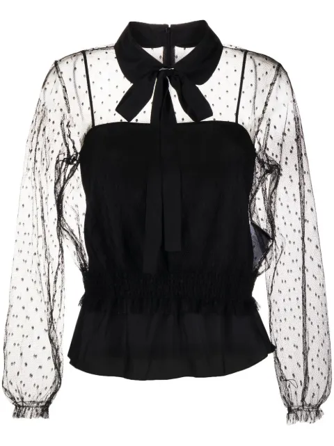 RED Valentino polka dot transparent blouse Black RABK6542W