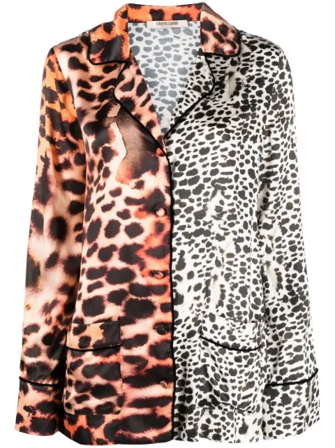 Roberto Cavalli animal-print silk-blend shirt jacket White QKT422SZF49