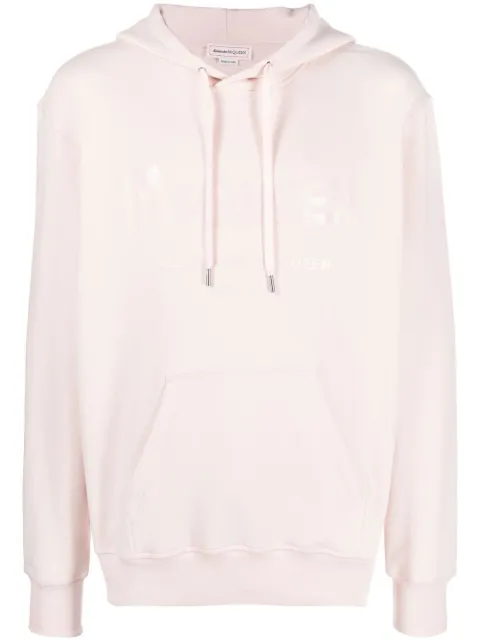 Alexander McQueen graffiti-logo print hoodie Pink 688715QTZ81